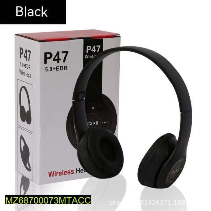 Wireless Stereo Headphones, Black - Headset For Gaming And Entertainment Purpose